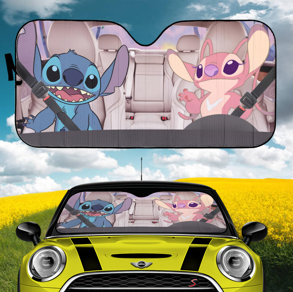 Stitch and Angel Car Auto Sunshades