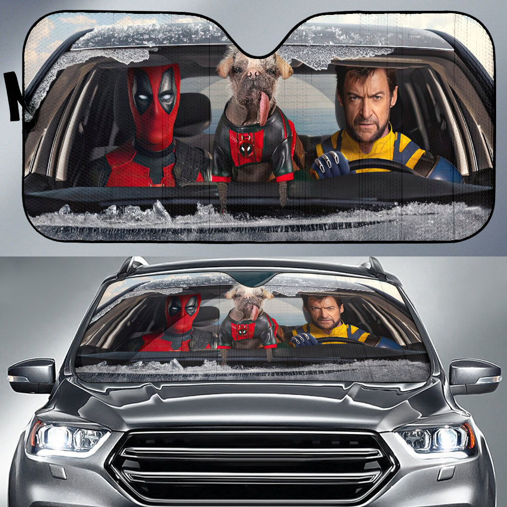 Deadpool And Woldverine Driving Car Auto Sunshades